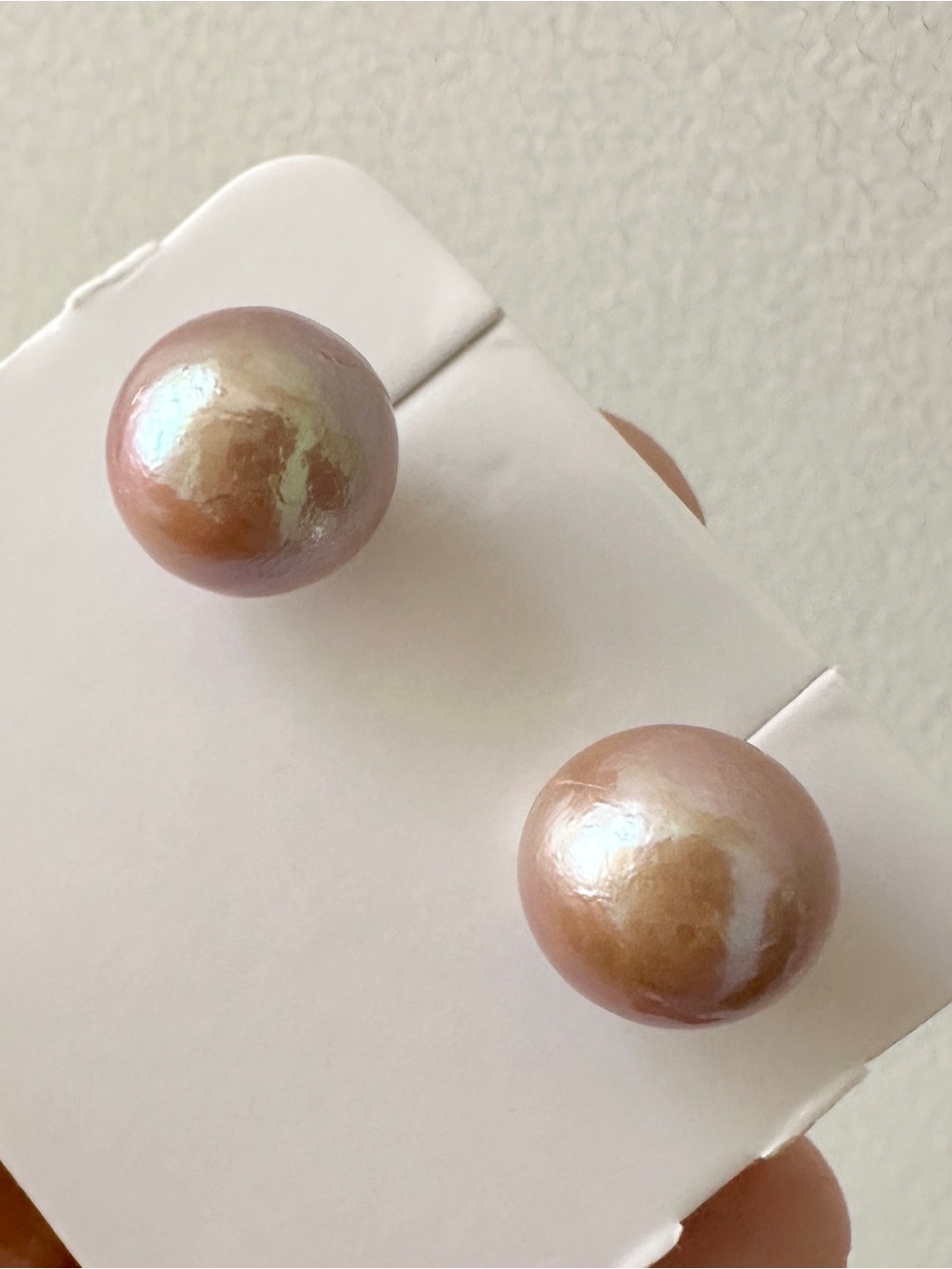 Round Genuine Pearl Stud Earrings 11mm